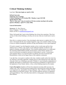 LL 270 Critical Thinking - School for New Learning