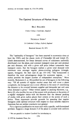 The &ldquo;optimality of hexagons&rdquo; has been asserted in economics since