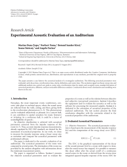 Experimental Acoustic Evaluation of an Auditorium