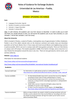 Notes of Guidance for Exchange Students Universidad de Las