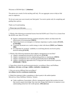 ESD.864: Modeling and Assessment for Policy, Quiz 3 Solutions