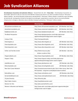 Job Syndication Alliances - DirectEmployers / NASWA Alliance
