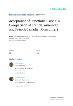 Acceptance of Functional Foods: A Comparison of French, American