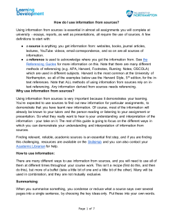 How do I use information from sources? - NILE