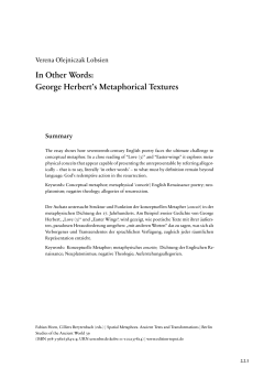 In Other Words: George Herbert`s Metaphorical Textures - edoc