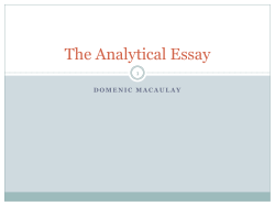 The Analytical Essay