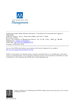 Explaining Gender-Based Selection Decisions: A Synthesis of