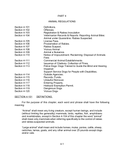 PART 4 ANIMAL REGULATIONS Section 4-101