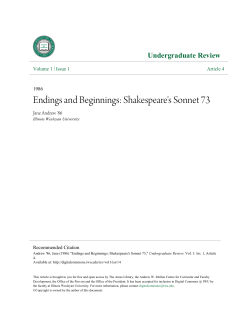 Endings and Beginnings: Shakespeare`s Sonnet 73