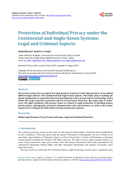 Protection of Individual Privacy under the Continental and Anglo