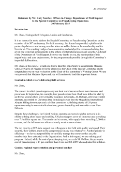 Statement by Mr. Rudy Sanchez, Officer-in