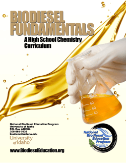 Biodiesel Fundamentals for High School Chemistry Classes