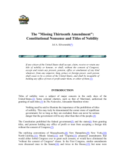 The Missing Thirteenth Amendment: Constitutional