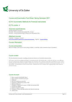 Merkblatt 8,316 Econometric Methods for Financial Instruments