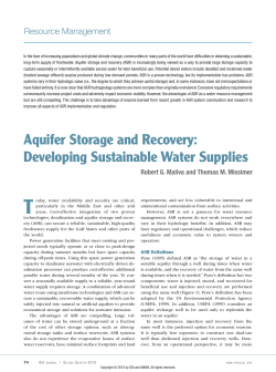 Aquifer Storage and Recovery: Developing Sustainable Water