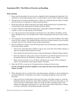 Experiment RP-1: The Effects of Exercise on Breathing