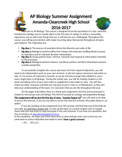 AP Biology Summer Assignment
