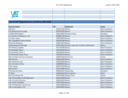 List of VAT Registrants as of Janury 19th 2016