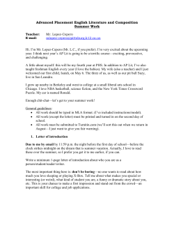 Advanced Placement English Literature and Composition Summer