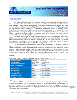 1 APA BACKGROUND Asia is the world`s largest and most populous