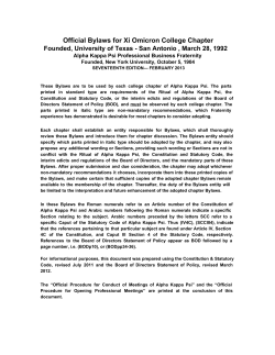 Official Bylaws for Xi Omicron College Chapter