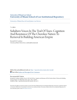 Subaltern Voices In The Trail Of Tears