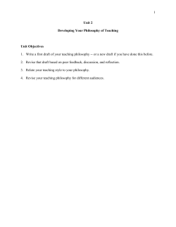 Unit 2: Developing Your Philosophy of Teaching