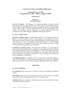 Coastal Waters and Harbor Ordinance