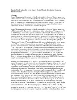 Proof of the Irrationality of the Square Root of Two in Babylonian