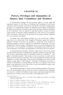 Powers, Privileges and Immunities of Houses, their Committees and