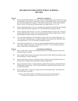 BUS ROUTES FOR STOWE PUBLIC SCHOOLS