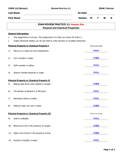 CHEM 110-Exam 2-Review-11-Physical and Chemical Properties