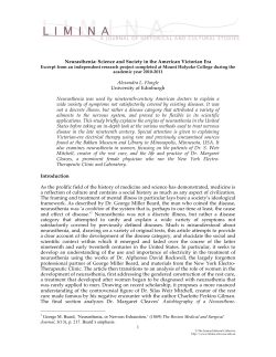 Neurasthenia - Limina: A Journal of Historical and Cultural Studies