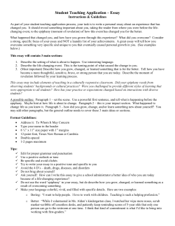Student Teaching Application &ndash; Essay