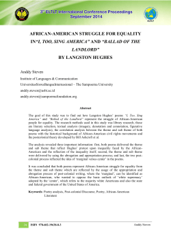 AFRICAN-AMERICAN STRUGGLE FOR EQUALITY IN&ldquo;I, TOO, SING