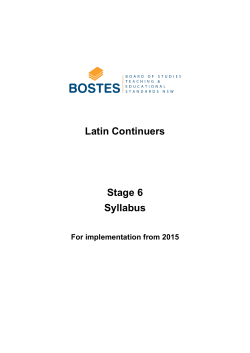Latin Continuers Stage 6 Syllabus