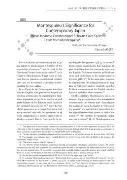 Montesquieu`s Significance for Contemporary Japan