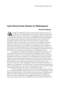 Lyric Poetry from Chaucer to Shakespeare