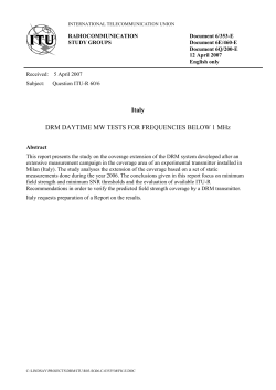 Italy DRM DAYTIME MW TESTS FOR FREQUENCIES BELOW 1 MHz