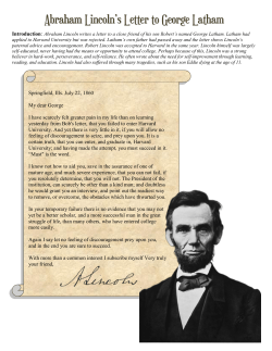 Abraham Lincoln Letter - Thomas County Schools