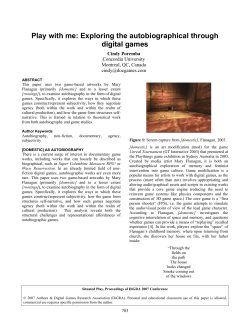 Play with me: Exploring the autobiographical through digital