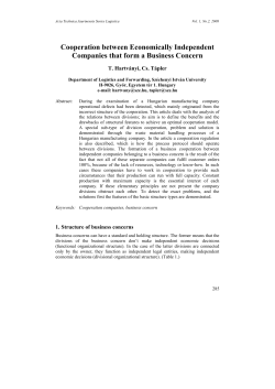 Cooperation between Economically Independent Companies that