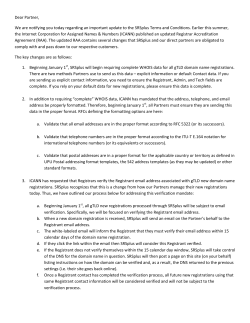 Dear Partner, We are notifying you today regarding