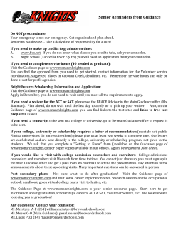 Senior Reminders from Guidance