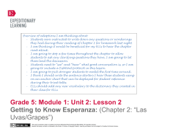 Grade 5: Module 1: Unit 2: Lesson 2 Getting to Know Esperanza