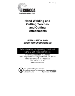 Hand Welding and Cutting Torches and Cutting Attachments