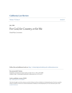 REVIEW For God, for Country, or for Me?