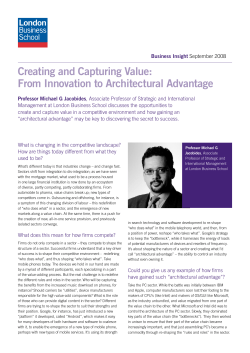 Creating and Capturing Value: From Innovation to Architectural