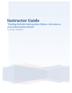 Instructor Guide &ldquo;Finding Reliable Information