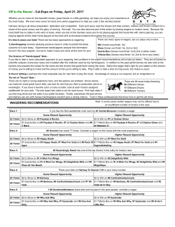 Selections - Cal Expo Horse Racing